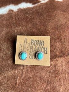 Turquoise Stud Earrings Oval